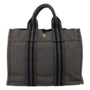 HERMES Fourre Tout PM Tote Bag Canvas Gray Auth 105922-2