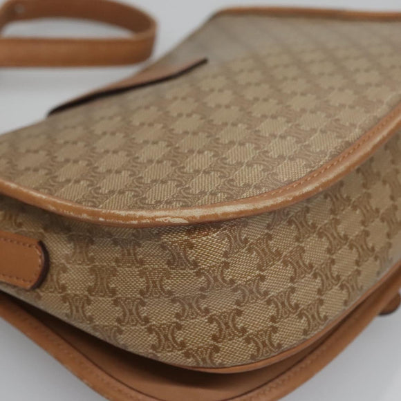 CELINE Macadam Canvas Shoulder Bag Beige Auth 105935