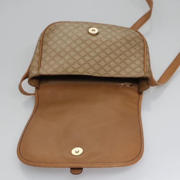 CELINE Macadam Canvas Shoulder Bag Beige Auth 105935