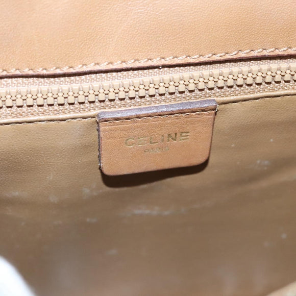 CELINE Macadam Canvas Shoulder Bag Beige Auth 105935
