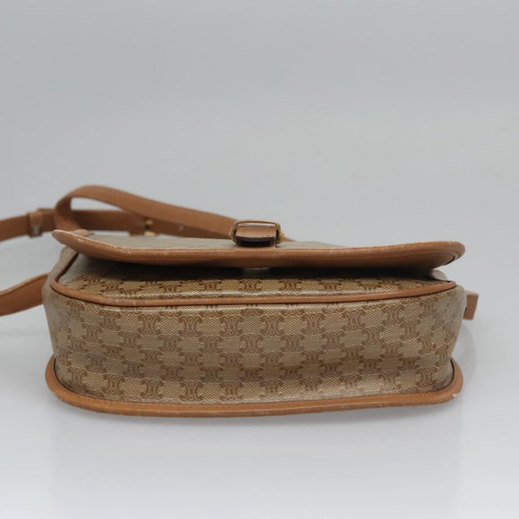 CELINE Macadam Canvas Shoulder Bag Beige Auth 105935