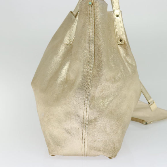 TIFFANY&Co. Reversible Tote Bag Leather Suede Gold Tone Auth 105966