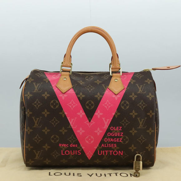 LOUIS VUITTON Monogram V Line Speedy 30 Hand Bag M41533 LV Auth 105968A
