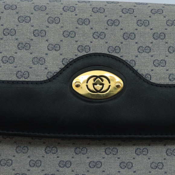 GUCCI Micro GG Supreme Shoulder Bag PVC Navy Gold Auth 106029