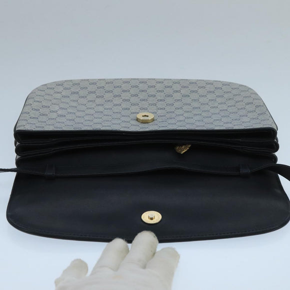 GUCCI Micro GG Supreme Shoulder Bag PVC Navy Gold Auth 106029