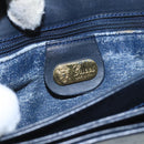 GUCCI Micro GG Supreme Shoulder Bag PVC Navy Gold Auth 106029-19