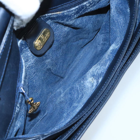 GUCCI Micro GG Supreme Shoulder Bag PVC Navy Gold Auth 106029