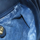 GUCCI Micro GG Supreme Shoulder Bag PVC Navy Gold Auth 106029-20