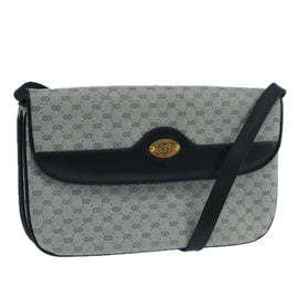 GUCCI Micro GG Supreme Shoulder Bag PVC Navy Gold Auth 106029