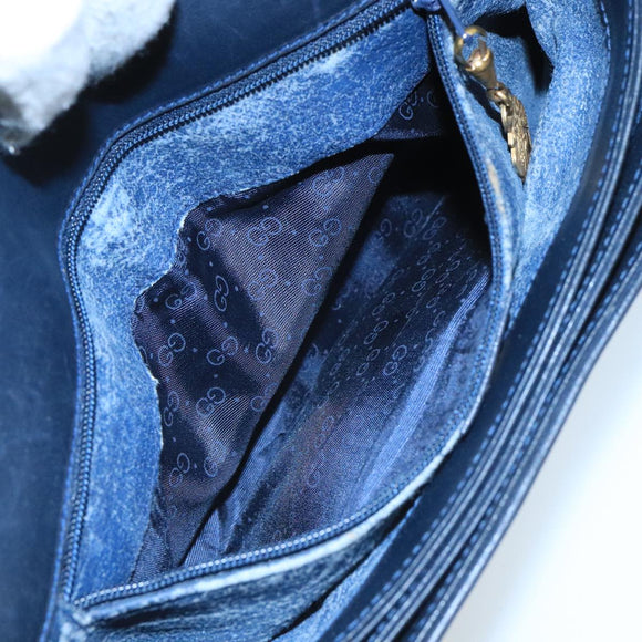 GUCCI Micro GG Supreme Shoulder Bag PVC Navy Gold Auth 106029