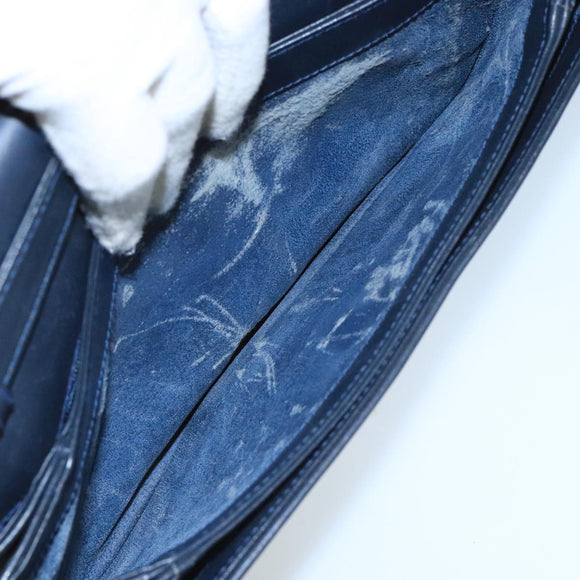 GUCCI Micro GG Supreme Shoulder Bag PVC Navy Gold Auth 106029