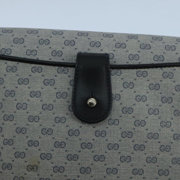 GUCCI Micro GG Supreme Shoulder Bag PVC Navy Gold Auth 106029