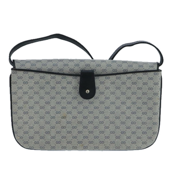 GUCCI Micro GG Supreme Shoulder Bag PVC Navy Gold Auth 106029