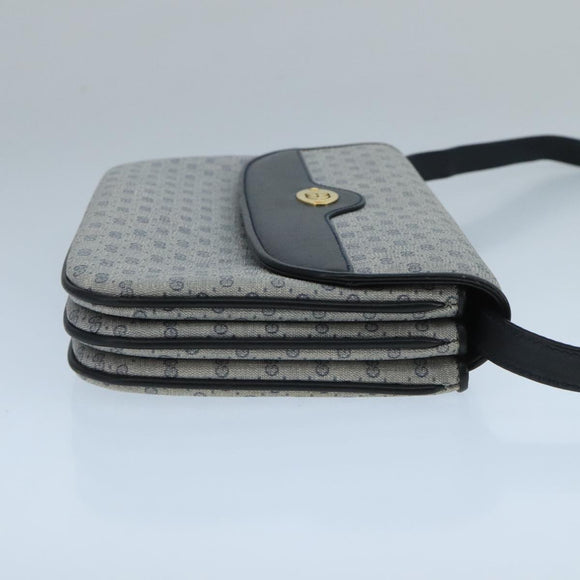 GUCCI Micro GG Supreme Shoulder Bag PVC Navy Gold Auth 106029