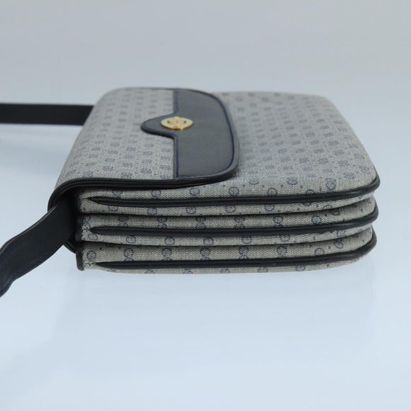 GUCCI Micro GG Supreme Shoulder Bag PVC Navy Gold Auth 106029