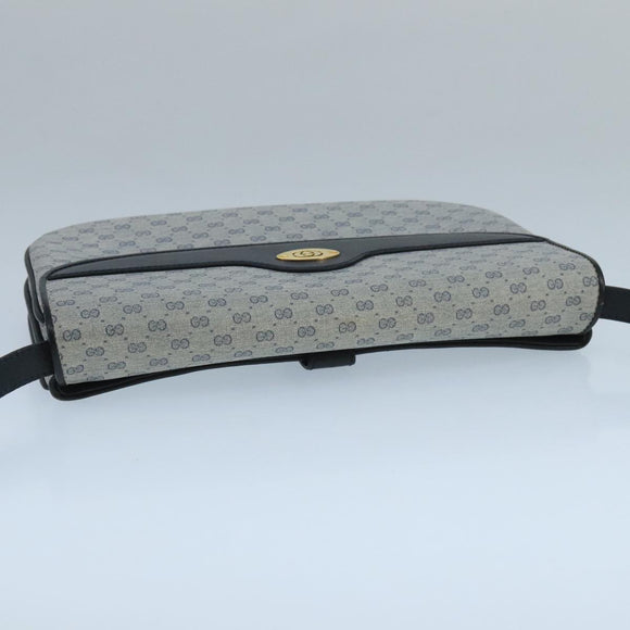 GUCCI Micro GG Supreme Shoulder Bag PVC Navy Gold Auth 106029
