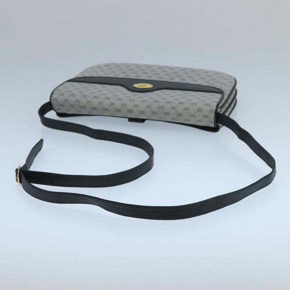 GUCCI Micro GG Supreme Shoulder Bag PVC Navy Gold Auth 106029