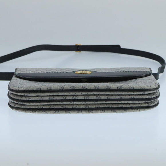 GUCCI Micro GG Supreme Shoulder Bag PVC Navy Gold Auth 106029