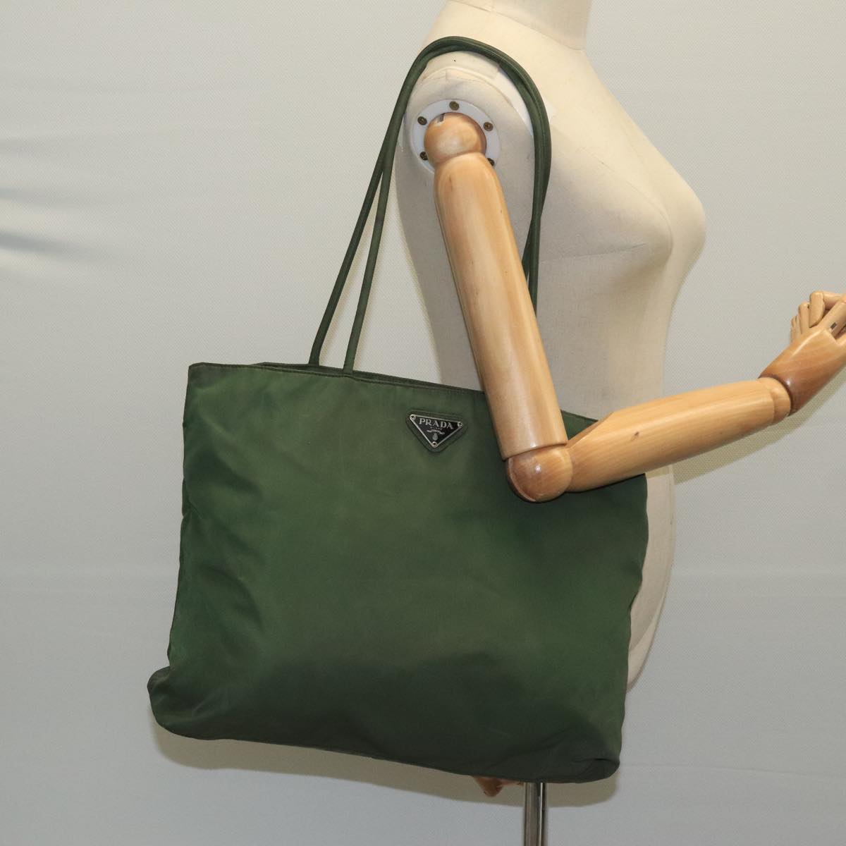 PRADA Tote Bag Nylon Khaki Auth 106030