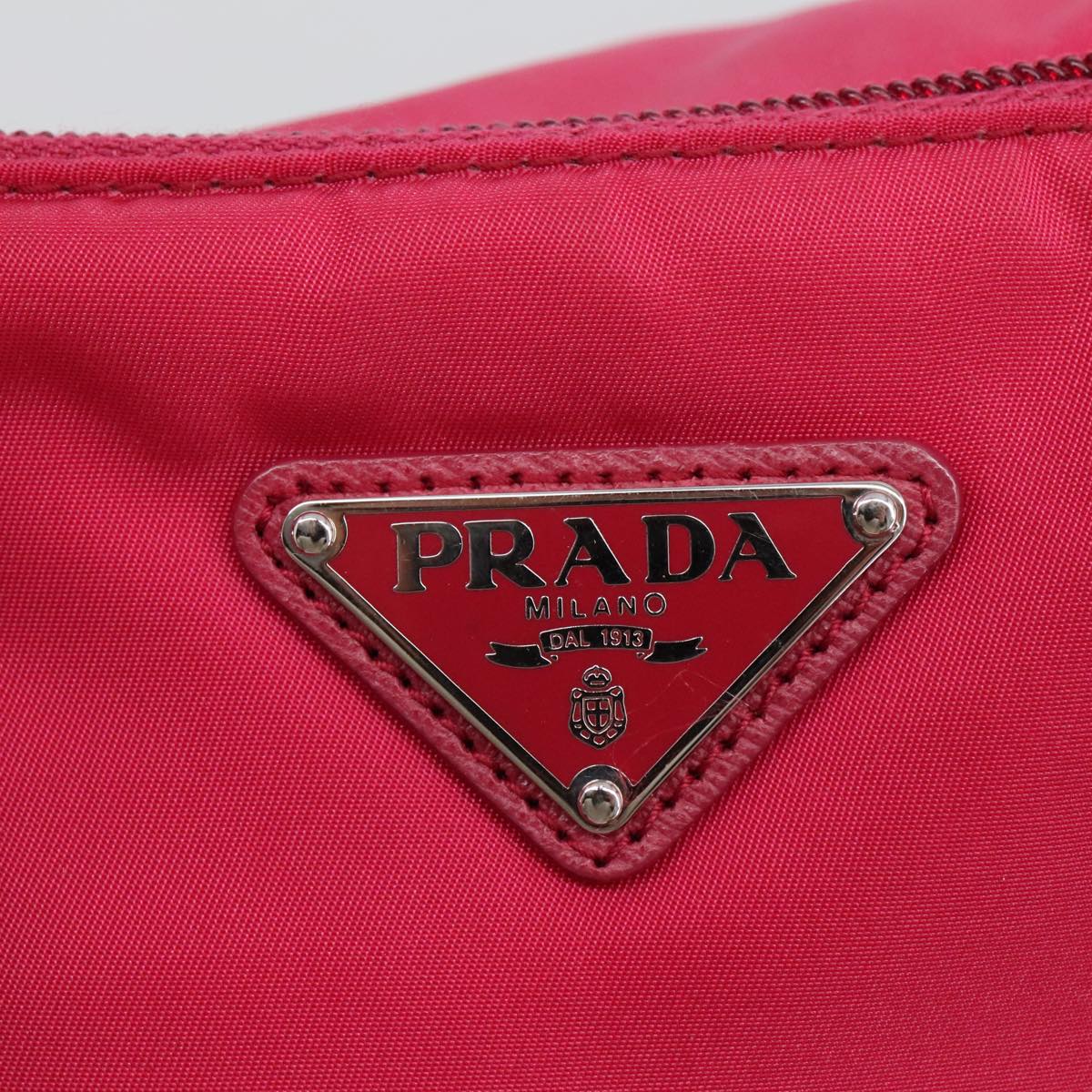 PRADA Tote Bag Nylon Pink Silver Auth 106036