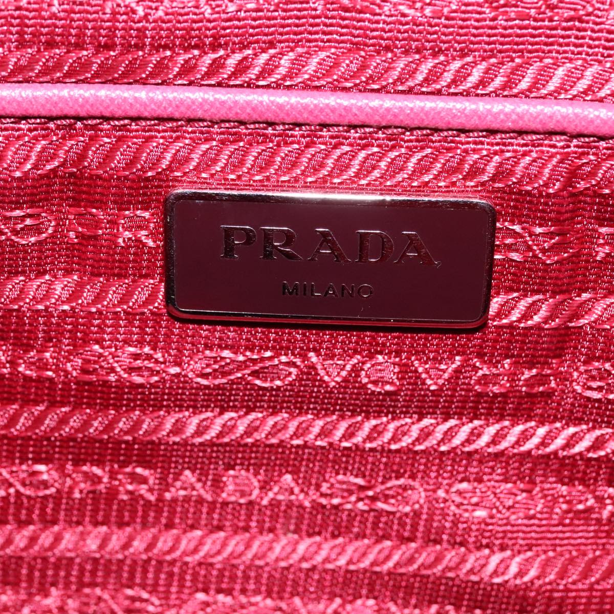 PRADA Tote Bag Nylon Pink Silver Auth 106036