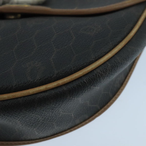 Christian Dior Honeycomb Canvas Shoulder Bag PVC Leather Black Auth 106108