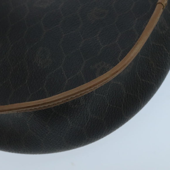 Christian Dior Honeycomb Canvas Shoulder Bag PVC Leather Black Auth 106108