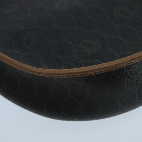 Christian Dior Honeycomb Canvas Shoulder Bag PVC Leather Black Auth 106108