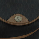 Christian Dior Honeycomb Canvas Shoulder Bag PVC Leather Black Auth 106108-17
