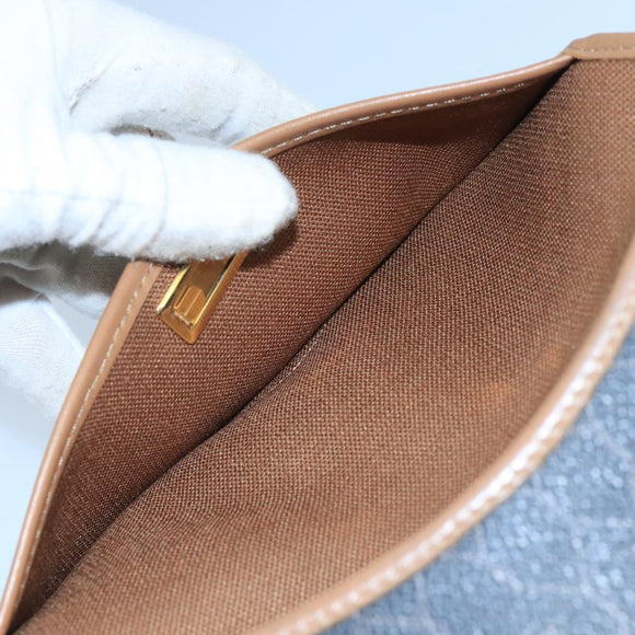 Christian Dior Honeycomb Canvas Shoulder Bag PVC Leather Black Auth 106108