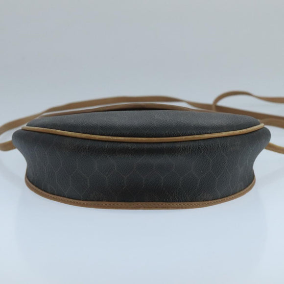 Christian Dior Honeycomb Canvas Shoulder Bag PVC Leather Black Auth 106108