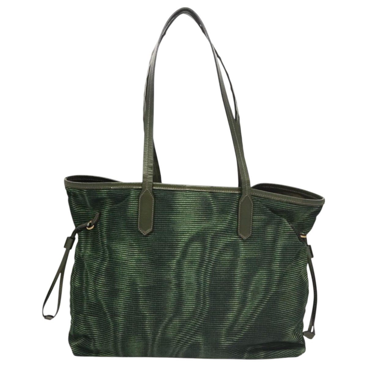 PRADA Tote Bag Nylon Green Gold Auth 106121