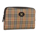 Burberrys Nova Check Clutch Bag Canvas Beige Auth 106136-1