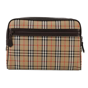 Burberrys Nova Check Clutch Bag Canvas Beige Auth 106136 - 0