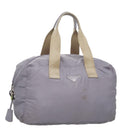 PRADA Boston Bag Nylon Purple Beige Silver Auth 106164-1