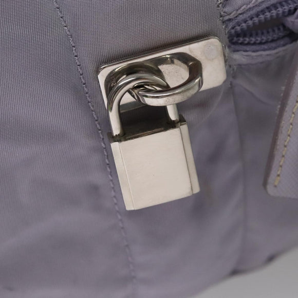 PRADA Boston Bag Nylon Purple Beige Silver Auth 106164