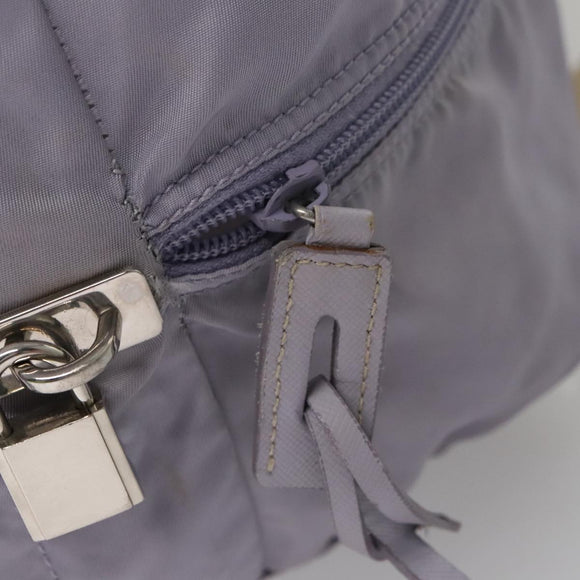 PRADA Boston Bag Nylon Purple Beige Silver Auth 106164