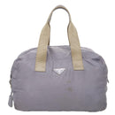 PRADA Boston Bag Nylon Purple Beige Silver Auth 106164-13