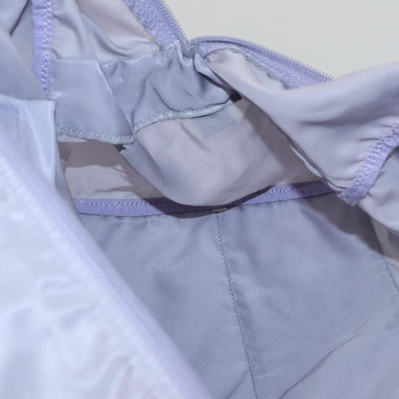 PRADA Boston Bag Nylon Purple Beige Silver Auth 106164