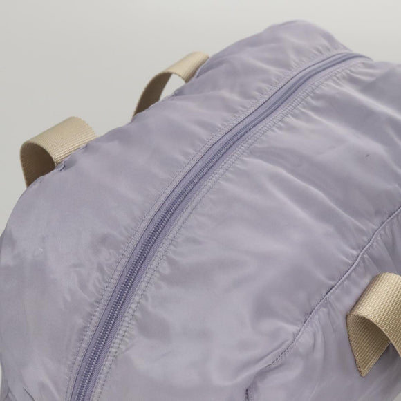 PRADA Boston Bag Nylon Purple Beige Silver Auth 106164