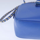 Salvatore Ferragamo Vala Chain Shoulder Bag Leather Blue Gold Auth 106166-9