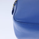 Salvatore Ferragamo Vala Chain Shoulder Bag Leather Blue Gold Auth 106166-15