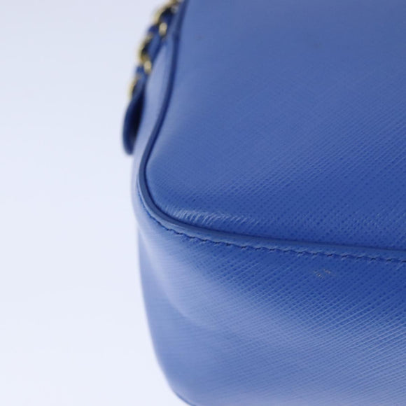 Salvatore Ferragamo Vala Chain Shoulder Bag Leather Blue Gold Auth 106166