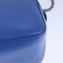 Salvatore Ferragamo Vala Chain Shoulder Bag Leather Blue Gold Auth 106166-16