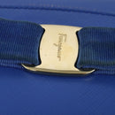 Salvatore Ferragamo Vala Chain Shoulder Bag Leather Blue Gold Auth 106166-10