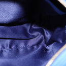 Salvatore Ferragamo Vala Chain Shoulder Bag Leather Blue Gold Auth 106166-18