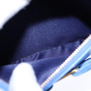 Salvatore Ferragamo Vala Chain Shoulder Bag Leather Blue Gold Auth 106166-21