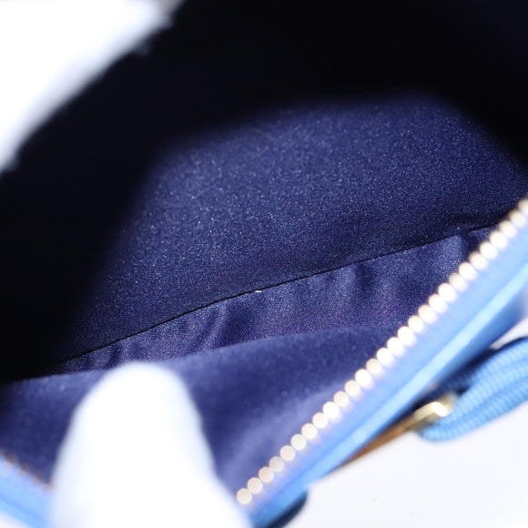 Salvatore Ferragamo Vala Chain Shoulder Bag Leather Blue Gold Auth 106166