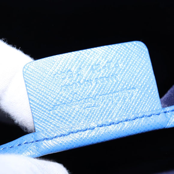 Salvatore Ferragamo Vala Chain Shoulder Bag Leather Blue Gold Auth 106166