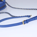 Salvatore Ferragamo Vala Chain Shoulder Bag Leather Blue Gold Auth 106166-7
